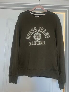 Guess Olive Green Logo Crewneck Sweatshirt